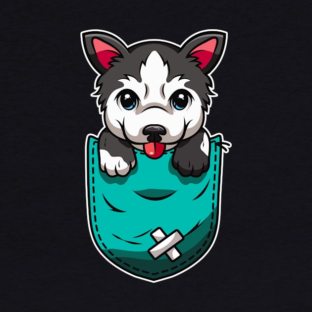 Cute Husky In Bag Dog Lover by Foxxy Merch